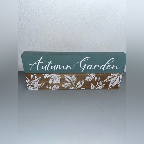 Autumn Garden Cursive Font Sage Green Fall Harvest Seasonal Wood Sign Home Decor